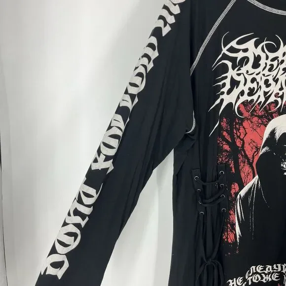 Killstar Tunic Top Dress Size XXL Black Dearly Departed Flared Goth Metal Lace - Picture 4 of 8